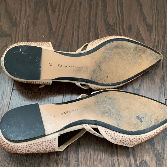 Zara Rhinestone Caged Pointy Toe Flats - Picture 5 of 8